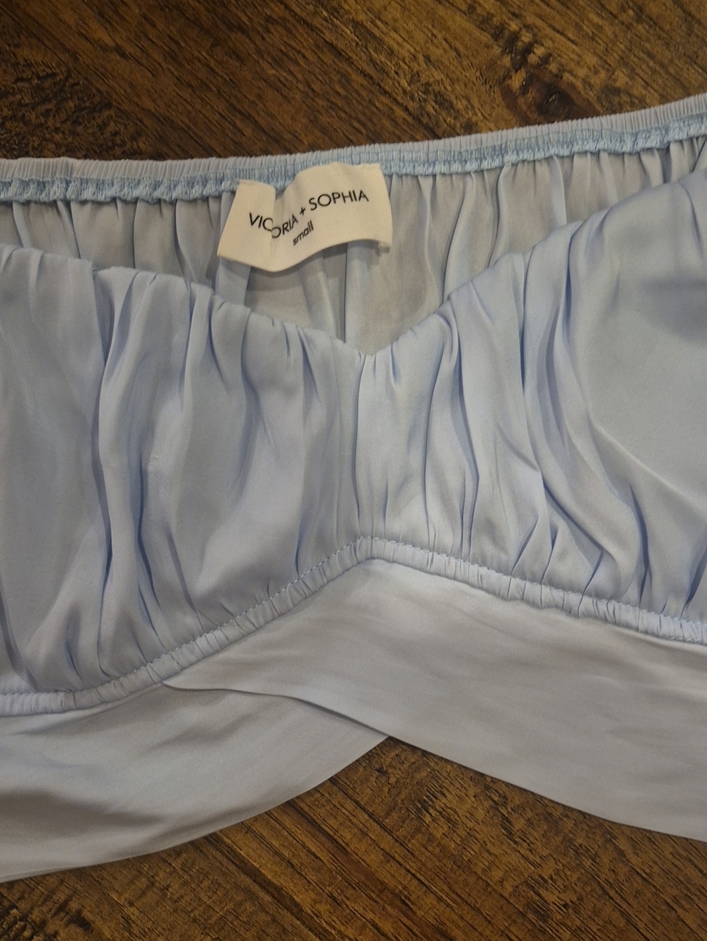 Light Blue Off-Shoulder Ruffle Crop Top - Picture 4 of 4